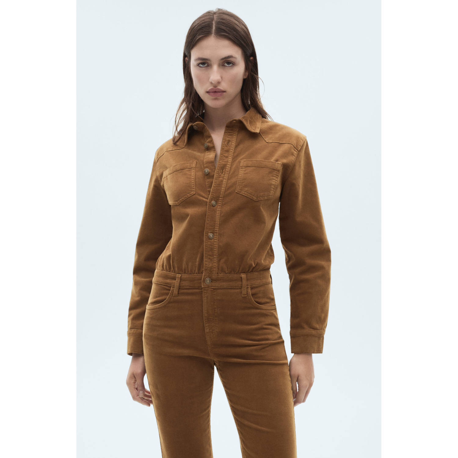 Mango corduroy jumpsuit bruin