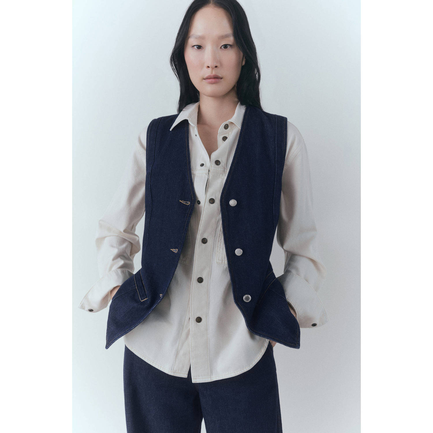 Mango gilet dark blue denim