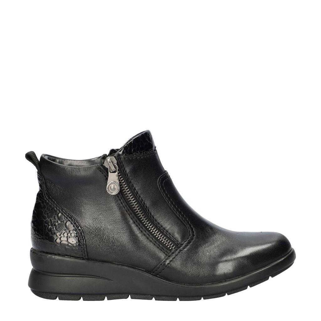 Zwarte dames Rieker comfort gevoerde leren enkelboots met ritssluiting