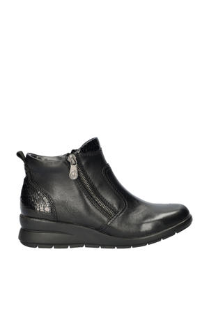 comfort gevoerde leren enkelboots zwart