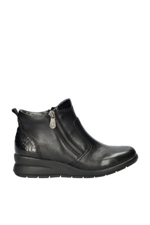 comfort gevoerde leren enkelboots zwart