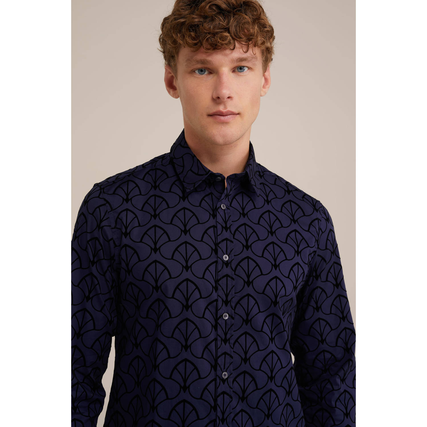 WE Fashion overhemd met all over print vintage indigo