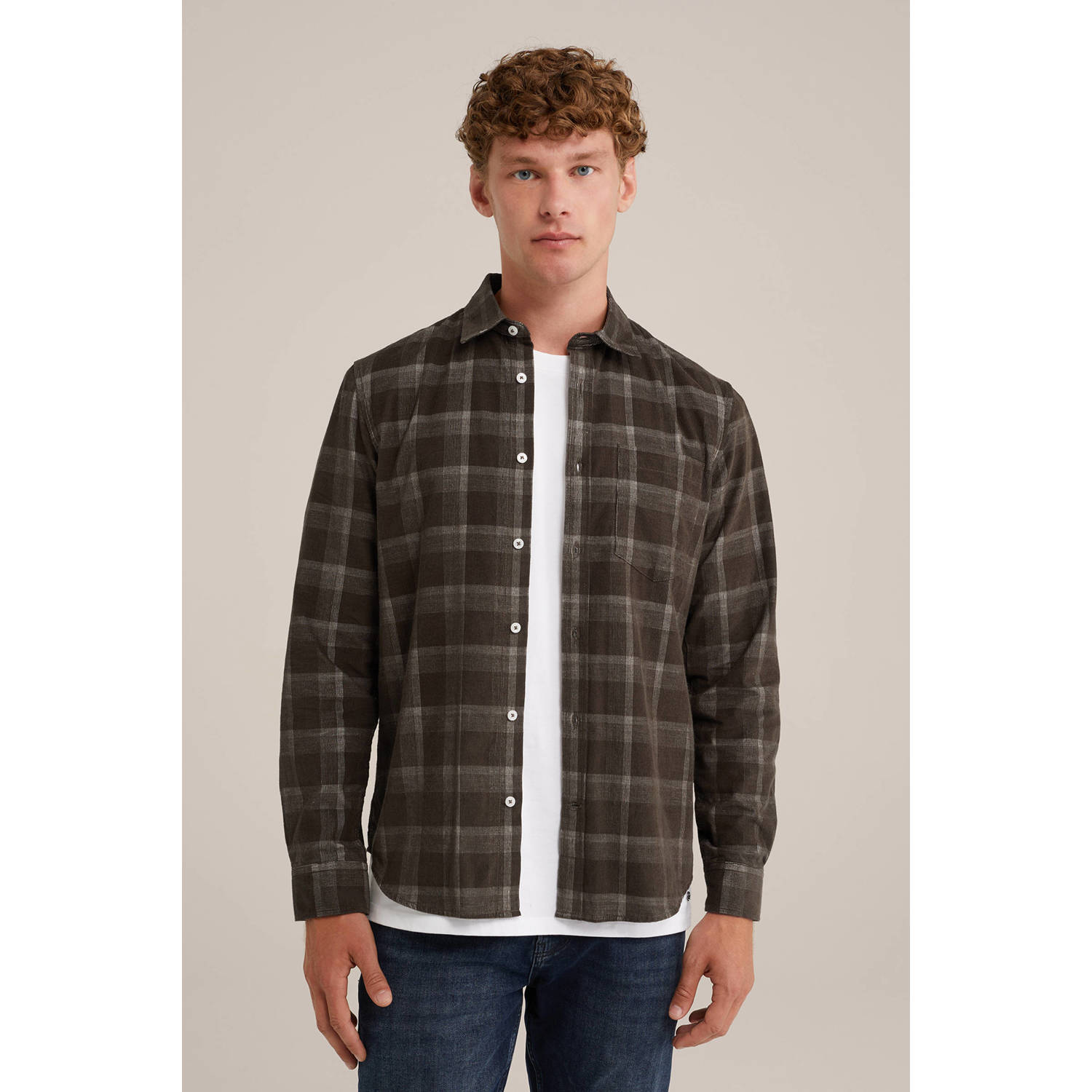 WE Fashion geruit overhemd olive green
