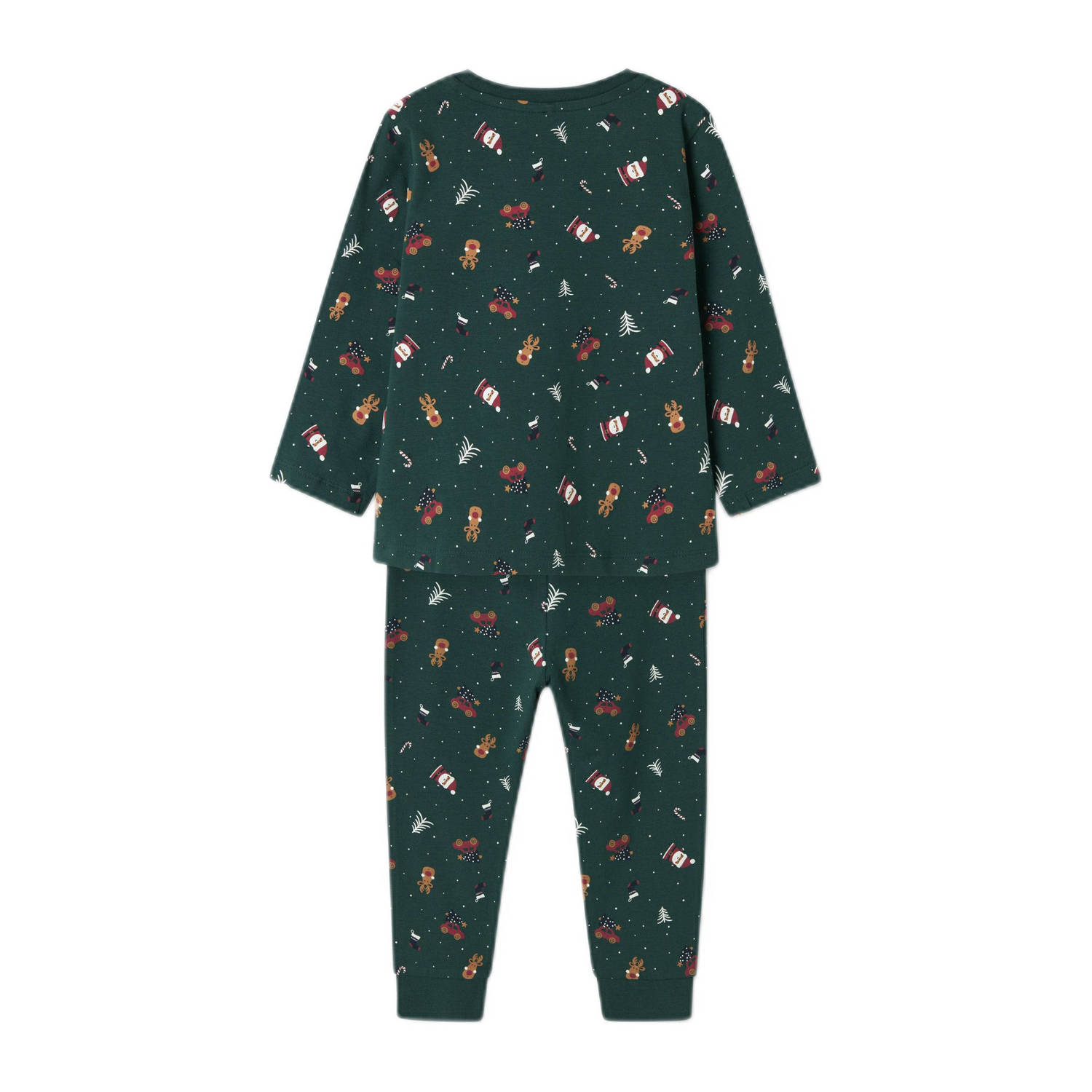 NAME IT MINI kerstpyjama NMNVISMAS met all over print donkergroen