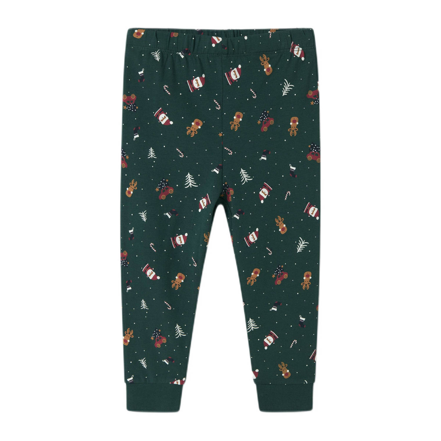 NAME IT MINI kerstpyjama NMNVISMAS met all over print donkergroen