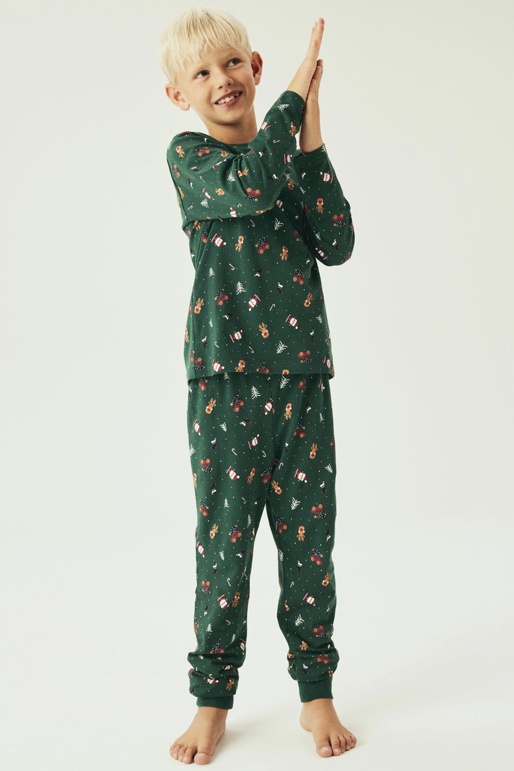 NAME IT KIDS kerstpyjama donkergroen