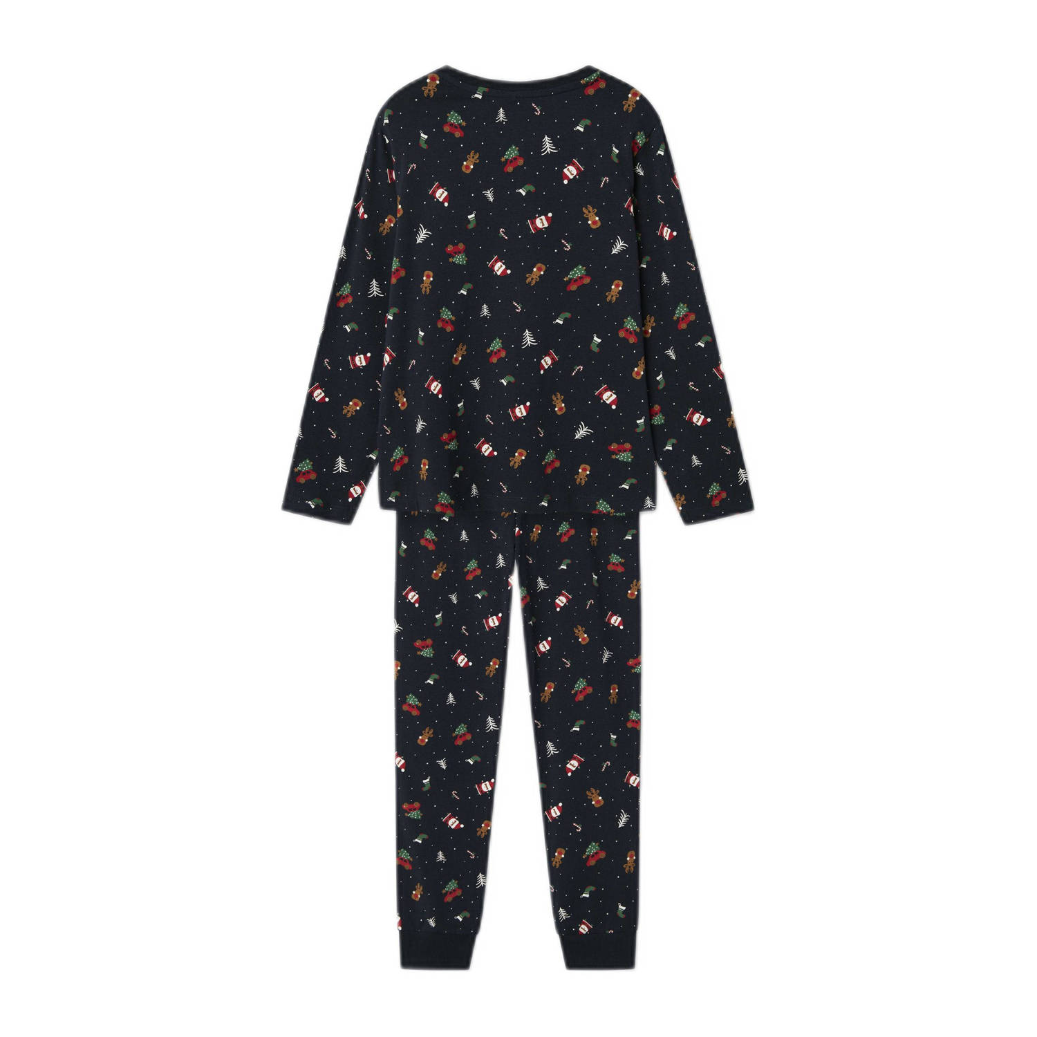 NAME IT KIDS kerstpyjama NKNVISMAS met all over print donkerblauw