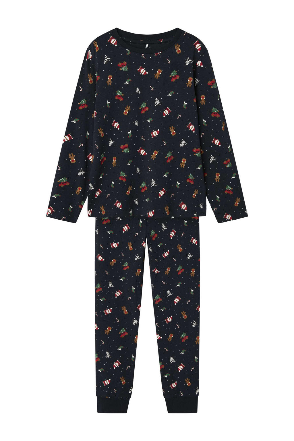NAME IT KIDS   kerstpyjama NKNVISMAS met all over print donkerblauw