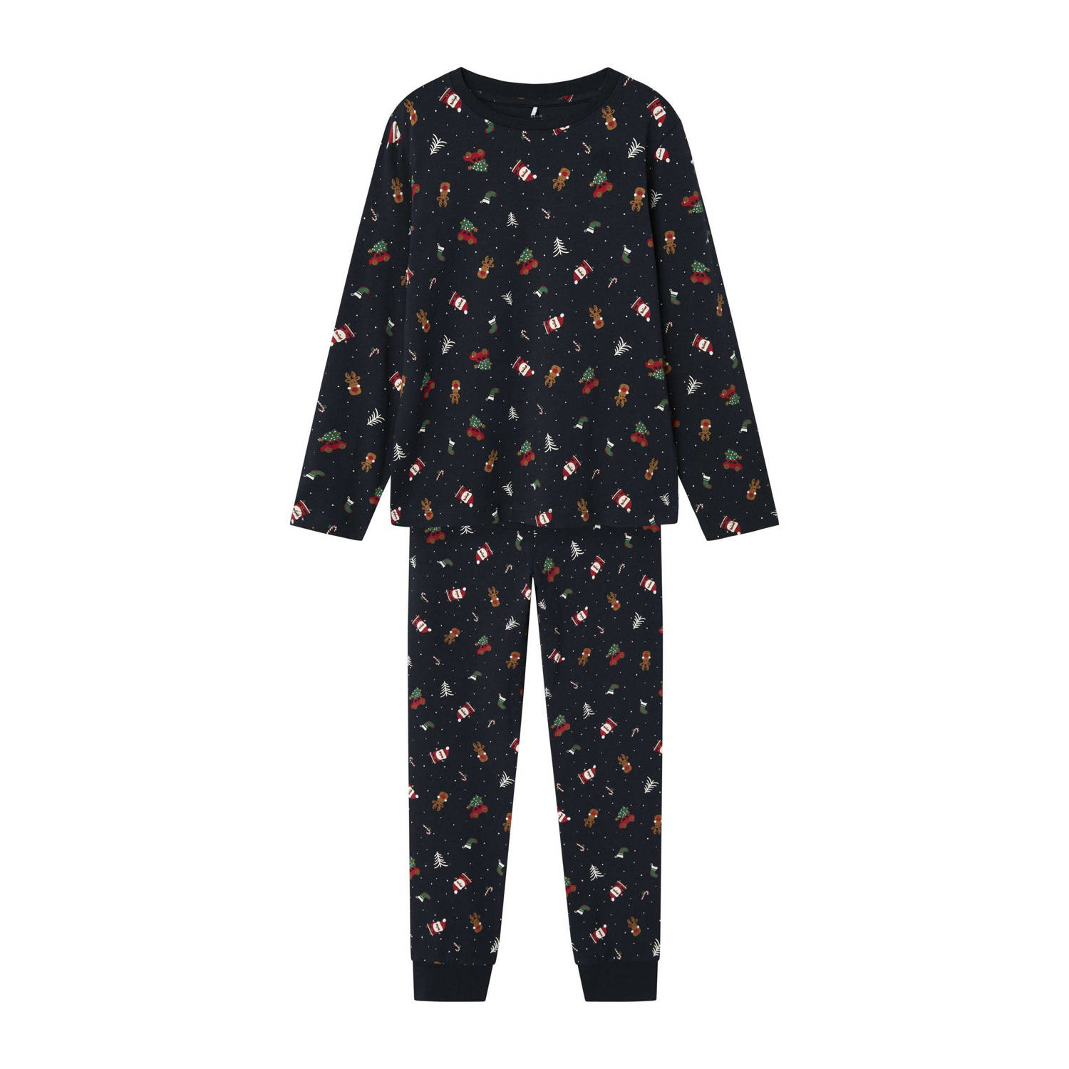 NAME IT KIDS kerstpyjama NKNVISMAS met all over print donkerblauw