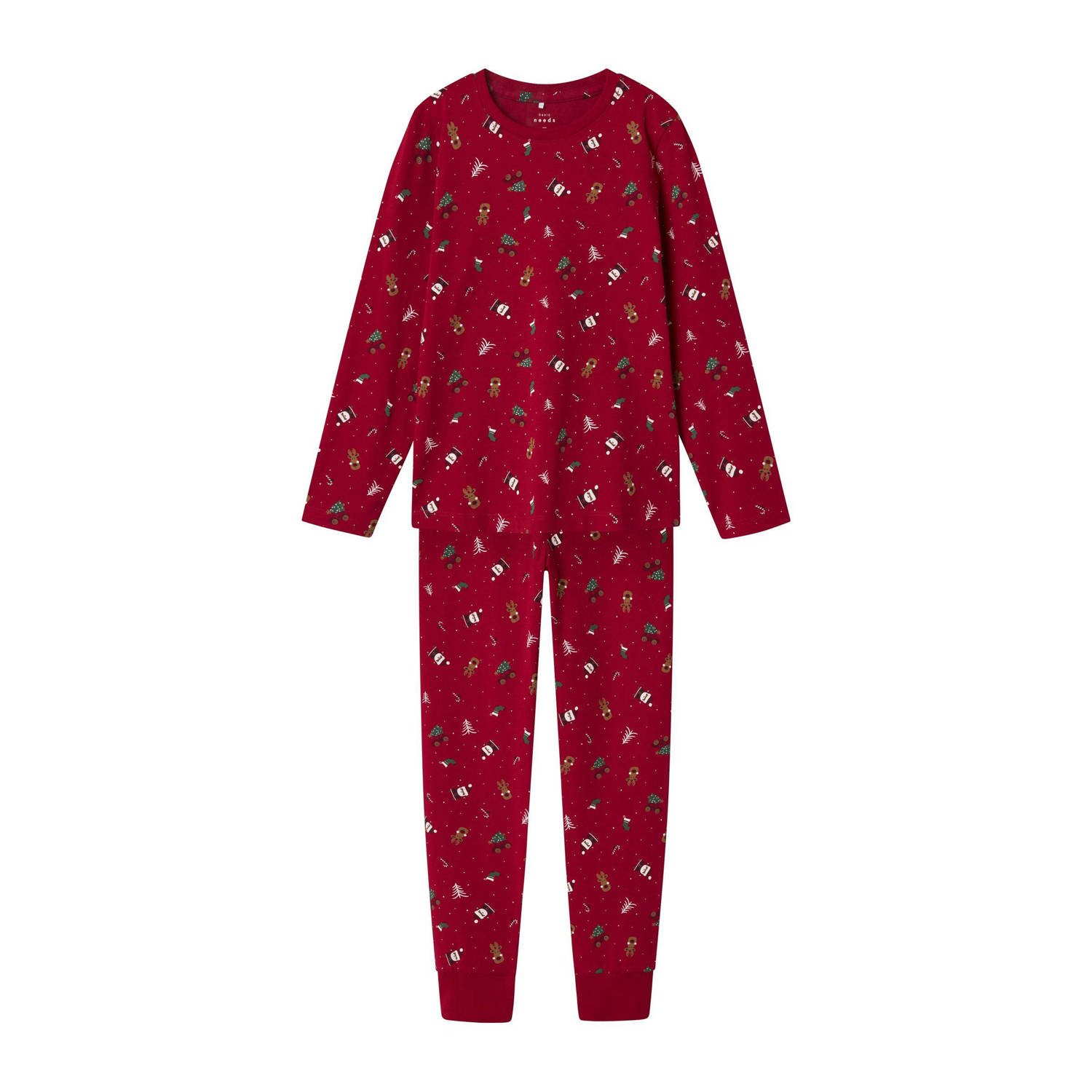 NAME IT KIDS kerstpyjama NKNVISMAS met all over print rood