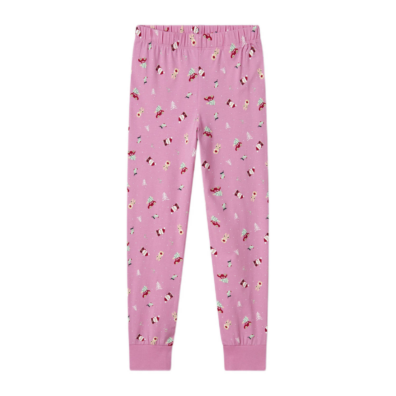 NAME IT KIDS kerstpyjama NKNVISMAS met all over print roze