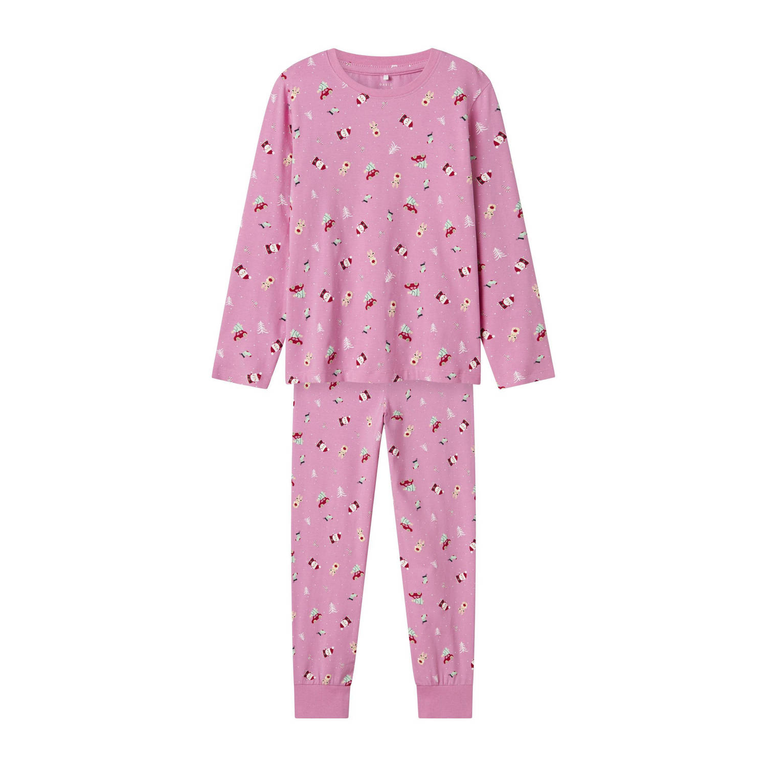 NAME IT KIDS pyjama NKNVISMAS met all over print roze