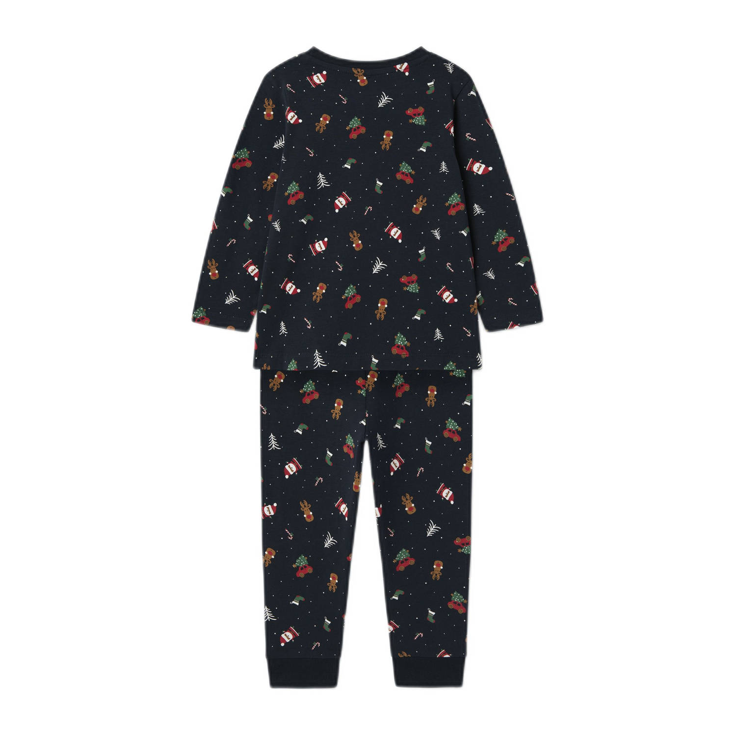 NAME IT MINI kerstpyjama NMNVISMAS met all over print donkerblauw