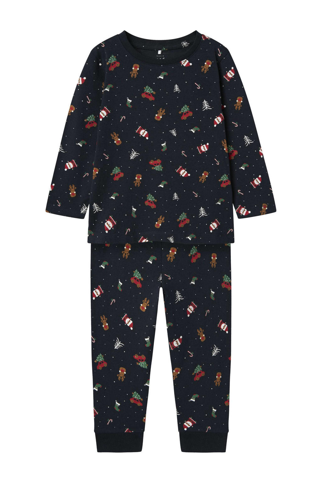 NAME IT MINI kerstpyjama NMNVISMAS met all over print donkerblauw