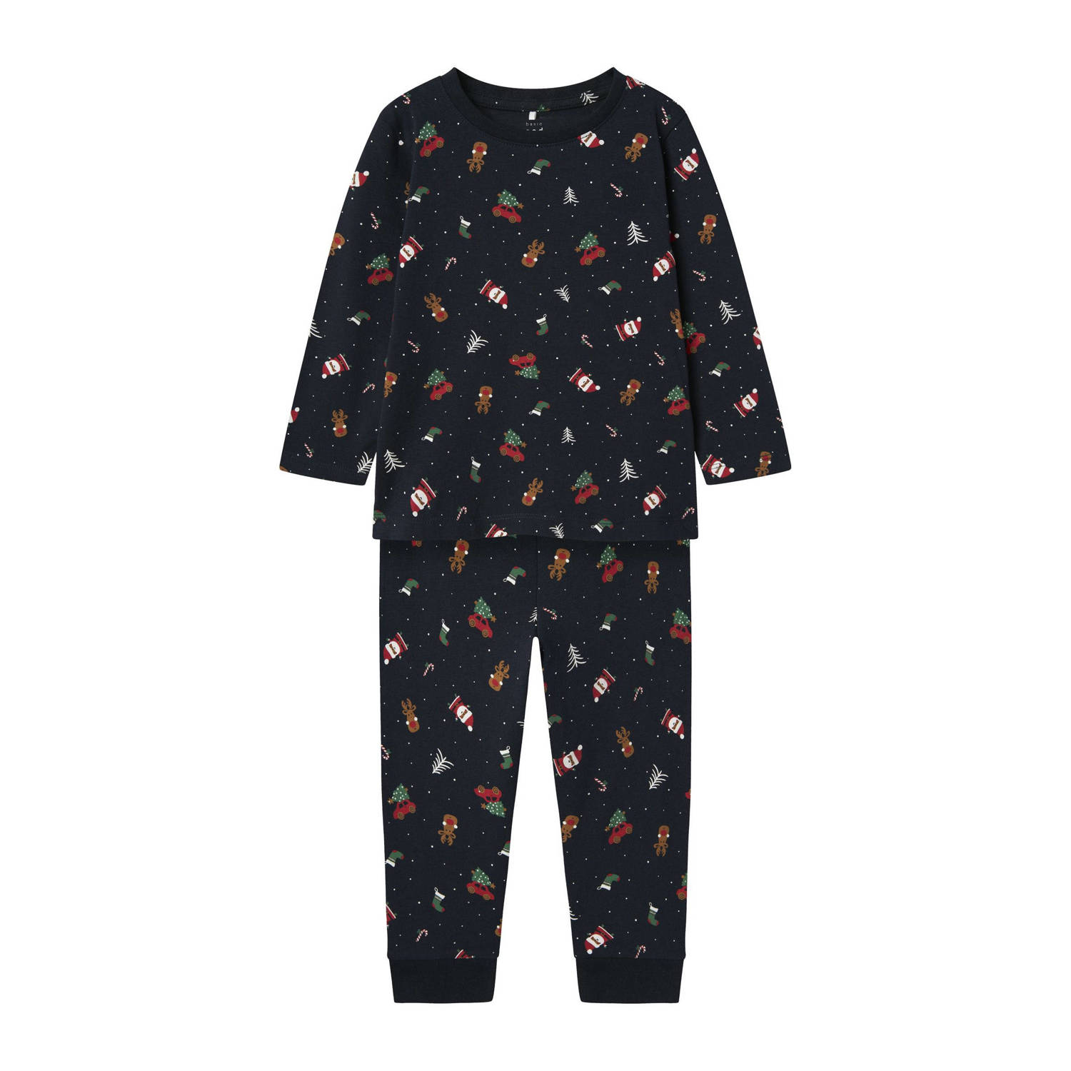 NAME IT MINI kerstpyjama NMNVISMAS met all over print donkerblauw