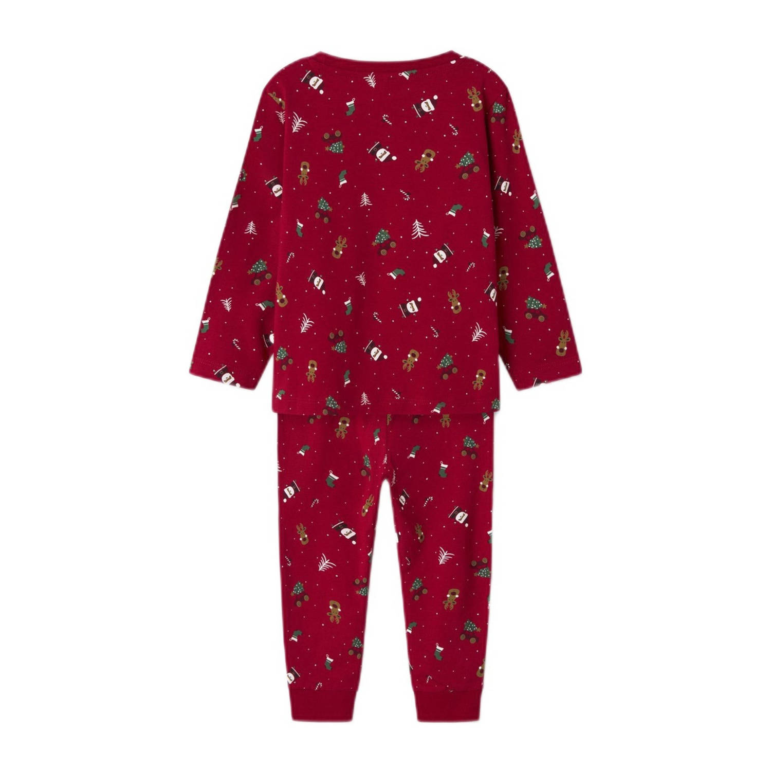 NAME IT MINI kerstpyjama NMNVISMAS met all over print rood