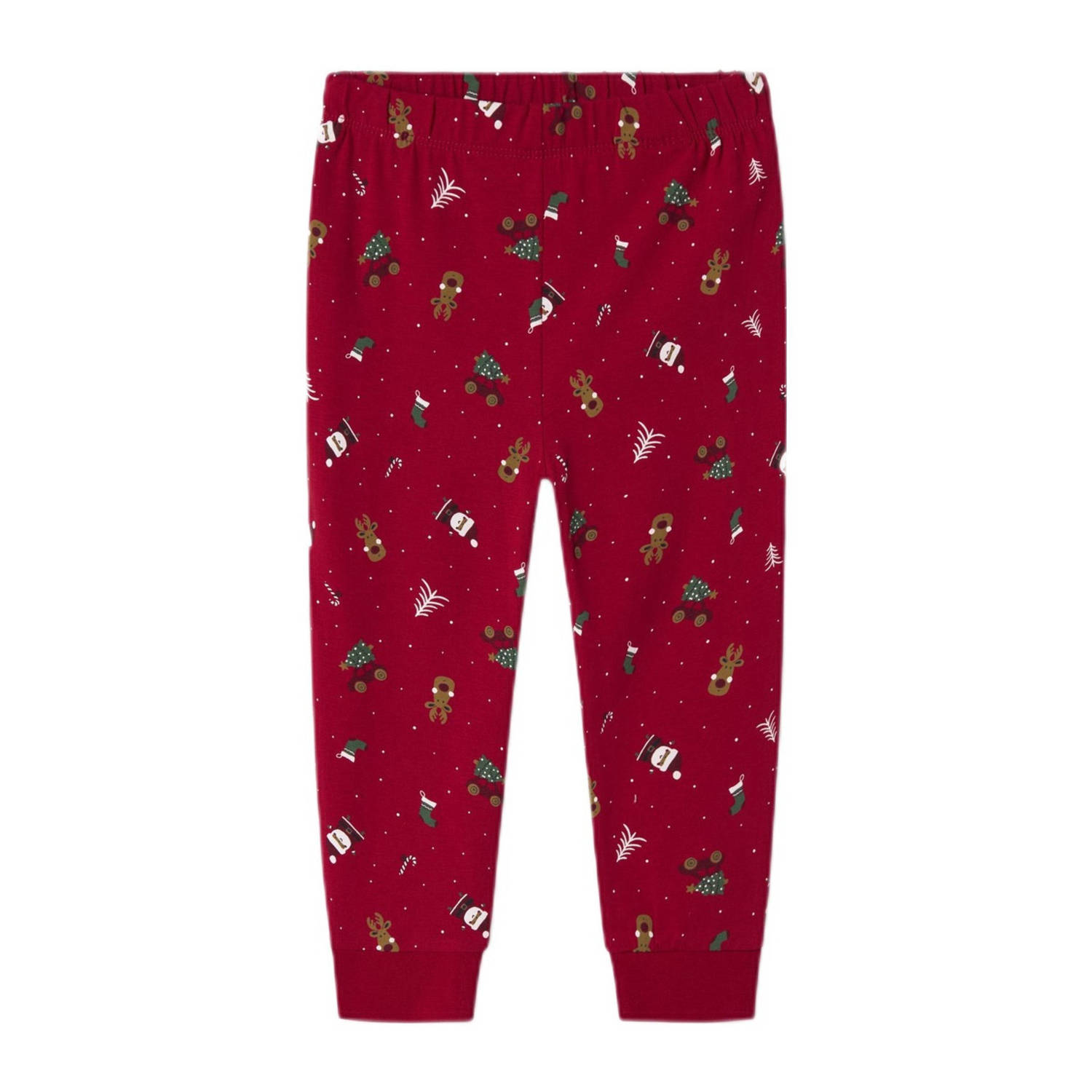 NAME IT MINI kerstpyjama NMNVISMAS met all over print rood