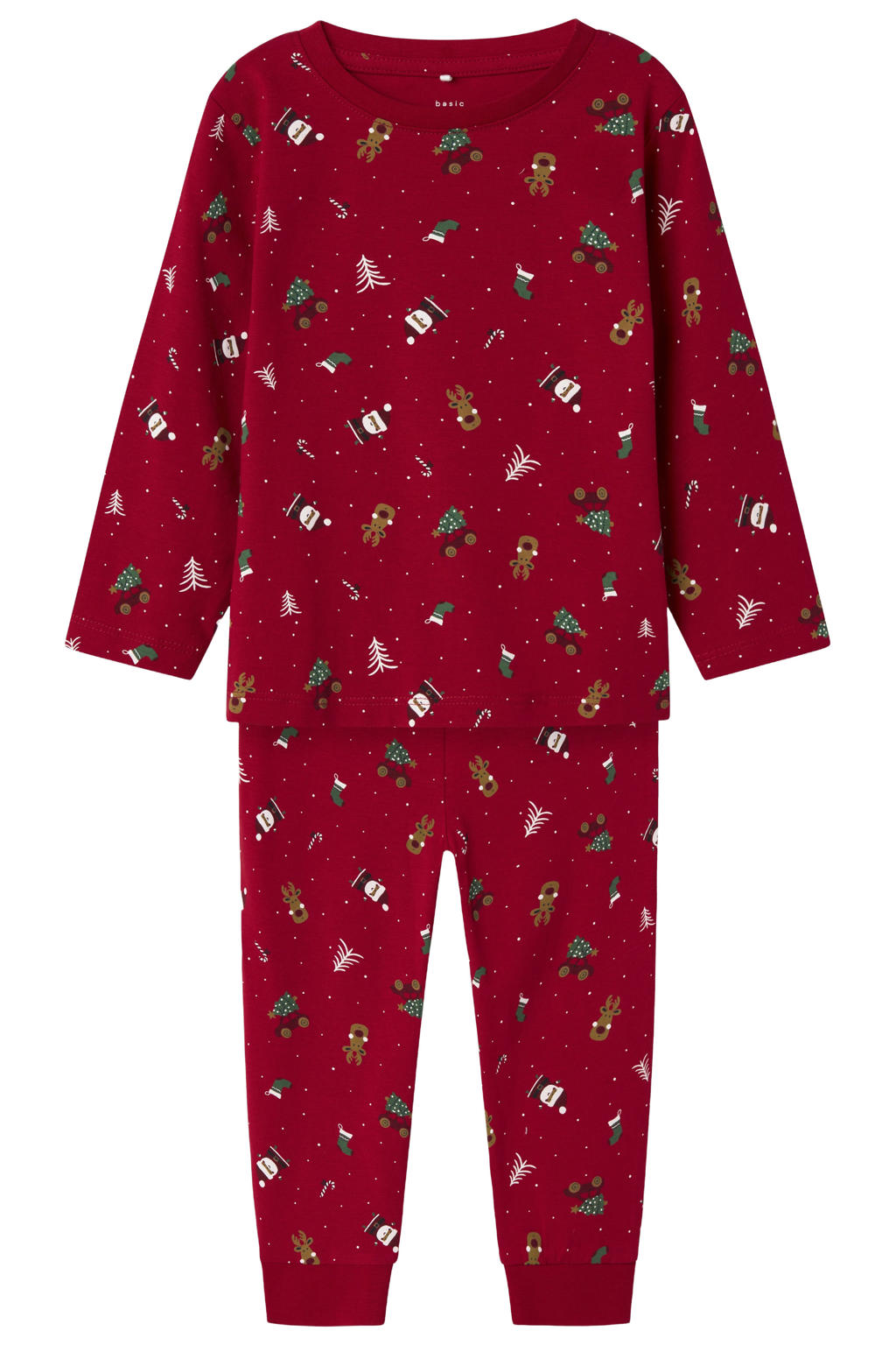NAME IT MINI kerstpyjama met all over print rood