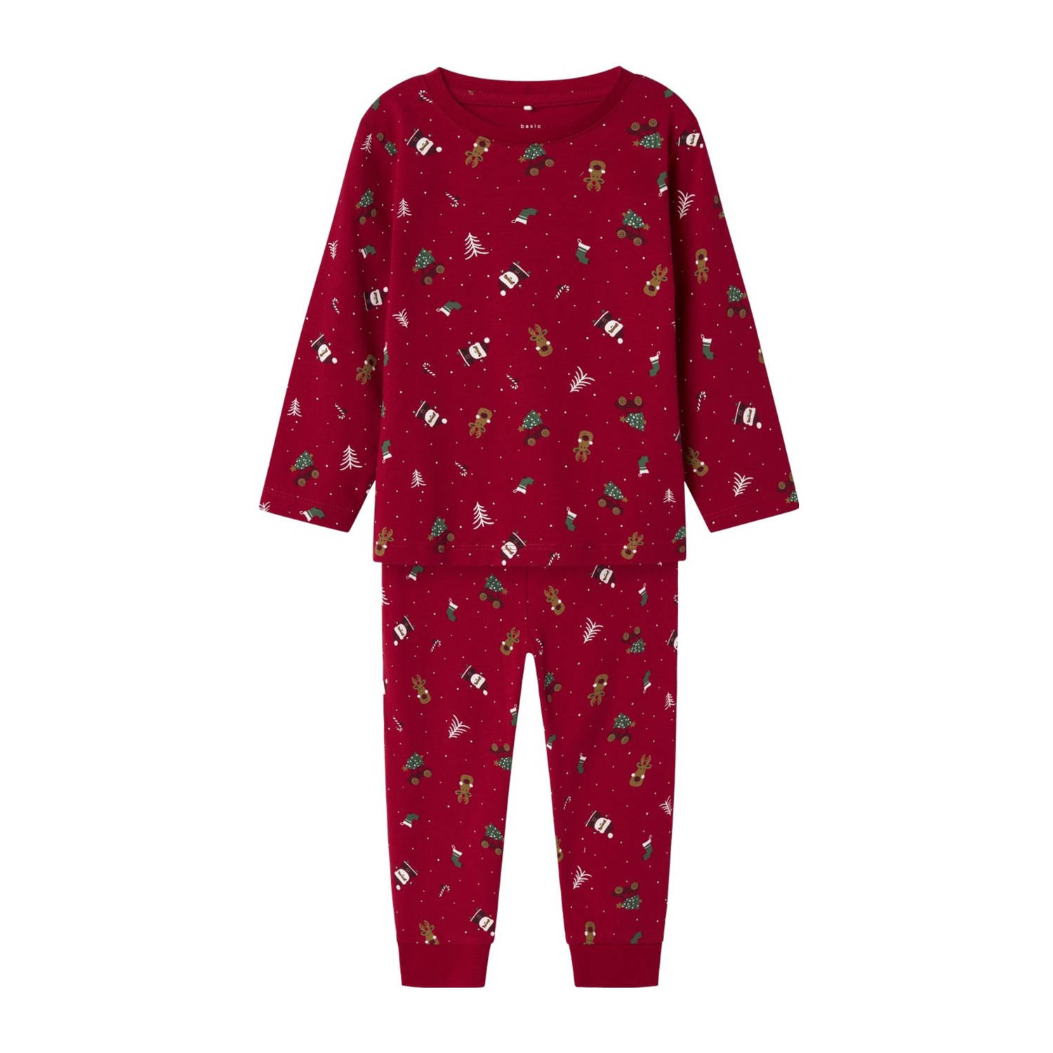 NAME IT MINI kerstpyjama NMNVISMAS met all over print rood