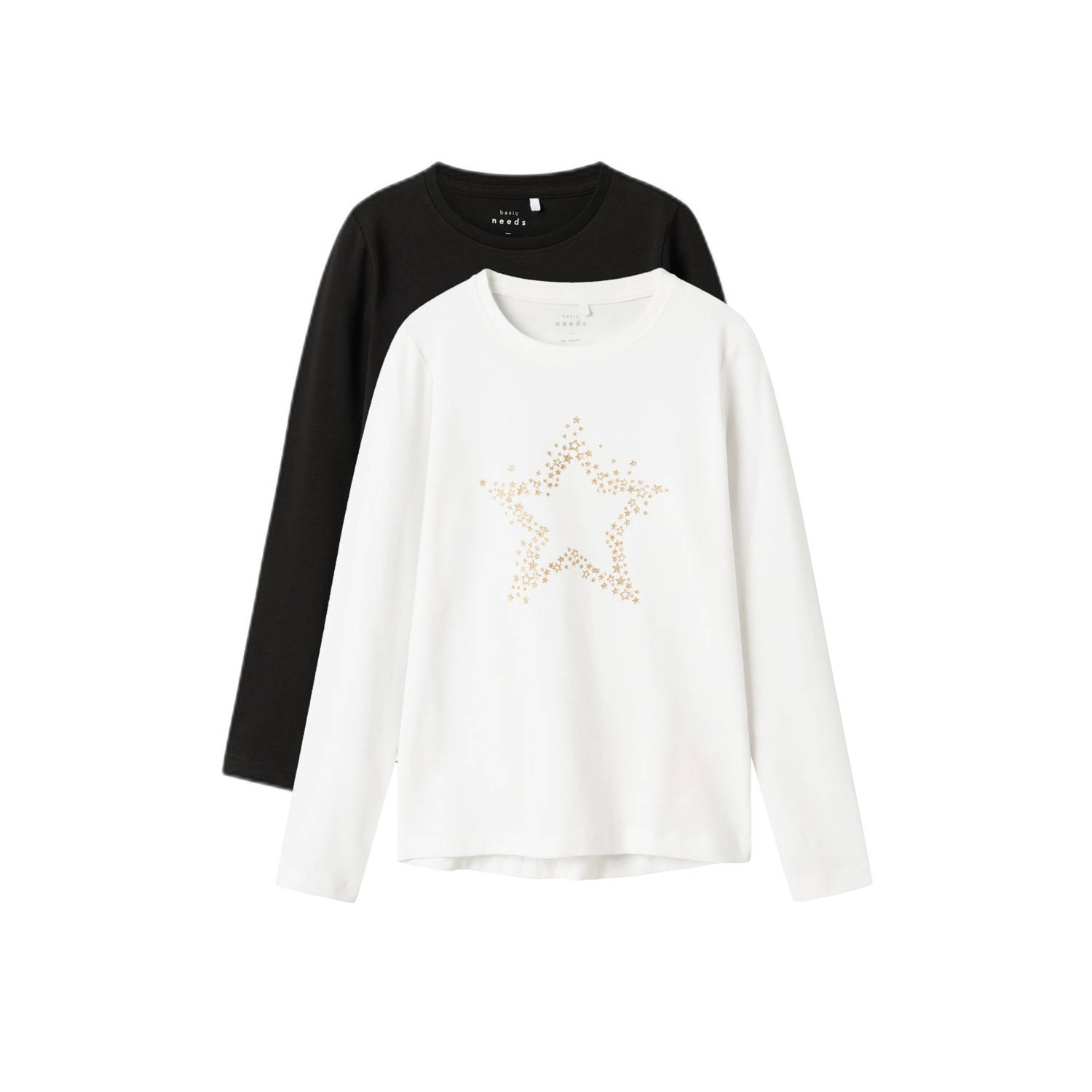 NAME IT KIDS longsleeve NKFVIPARTY set van 2 zwart wit