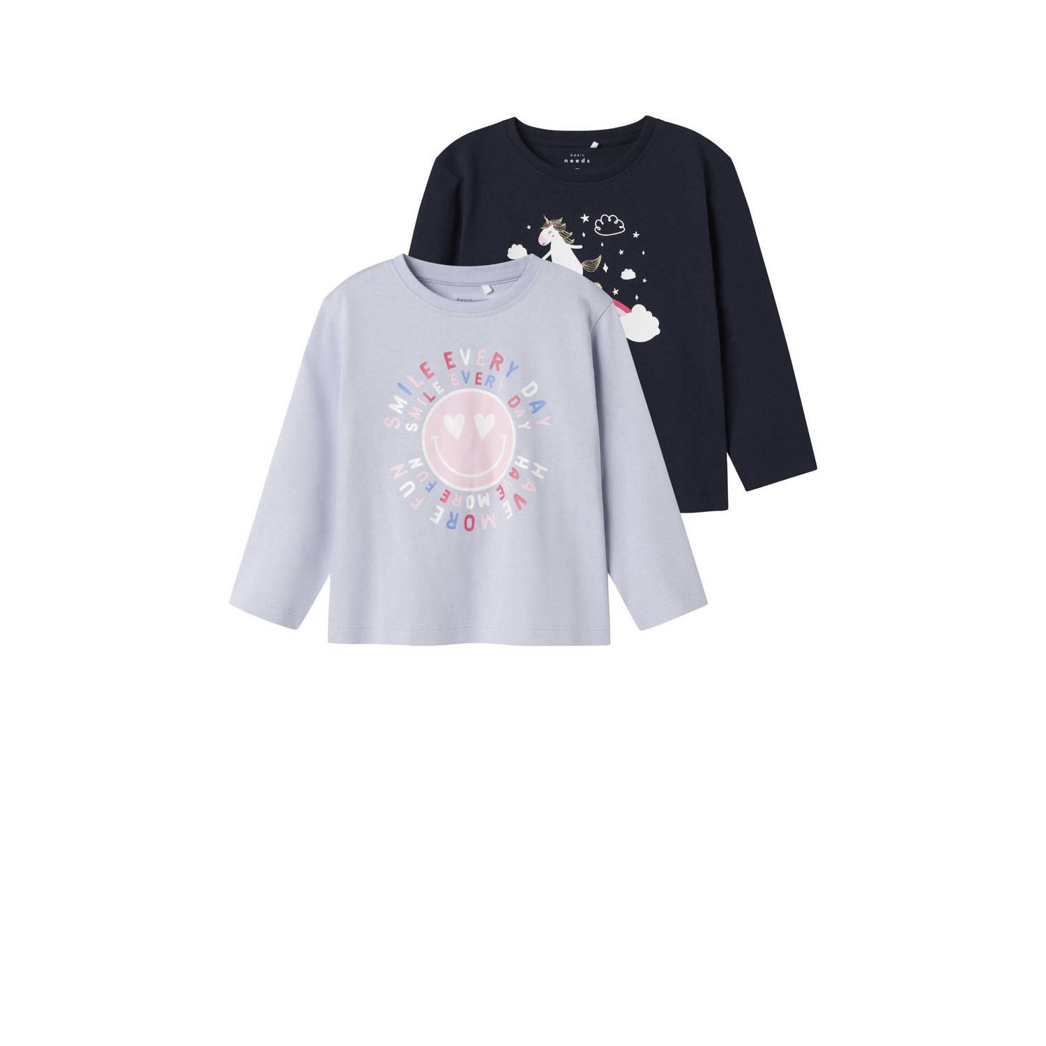 NAME IT MINI longsleeve NMFVEEN set van 2 donkerblauw lila