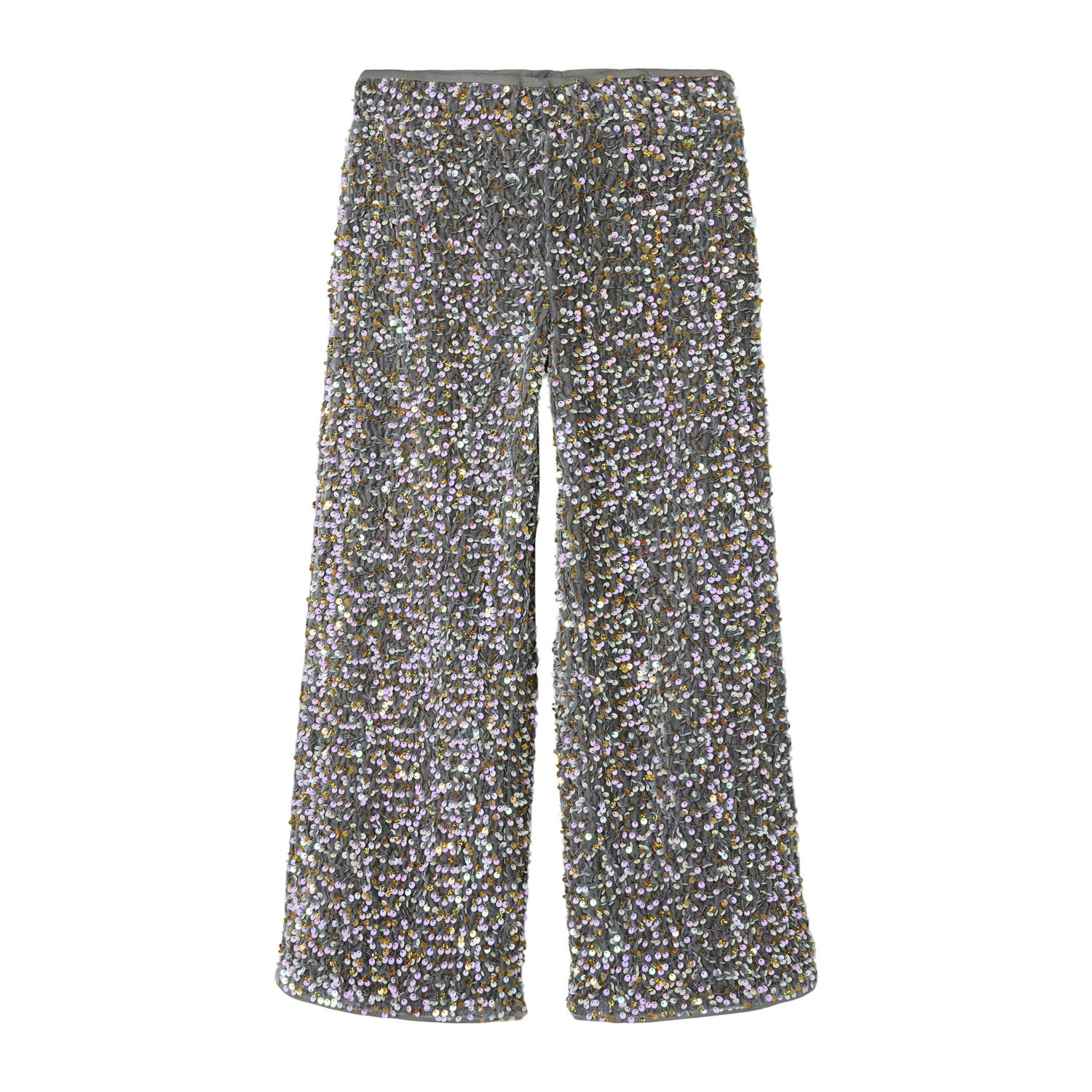 NAME IT KIDS gemêleerde wide leg broek NKFRUNICA grijs lila