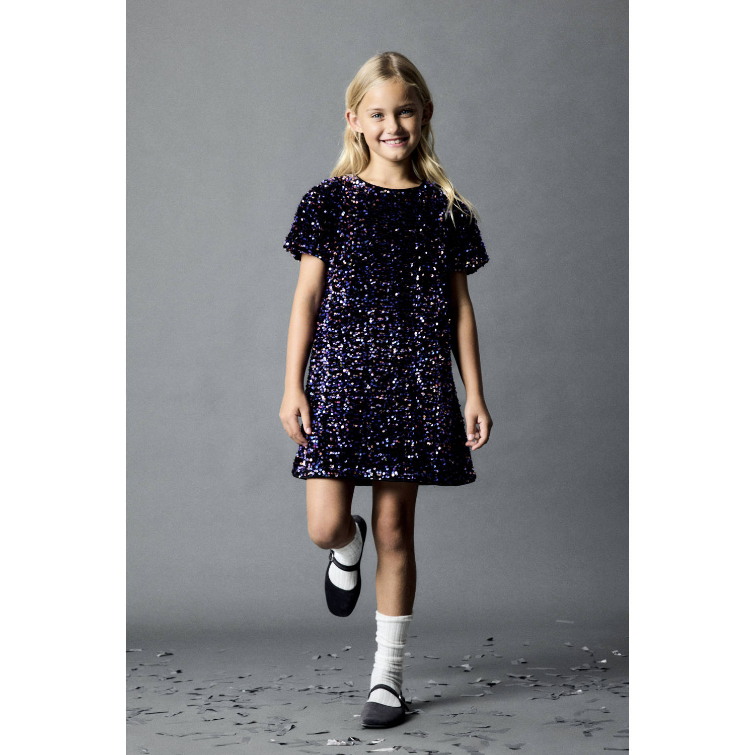 NAME IT KIDS jurk NKFRUNICA zwart paars