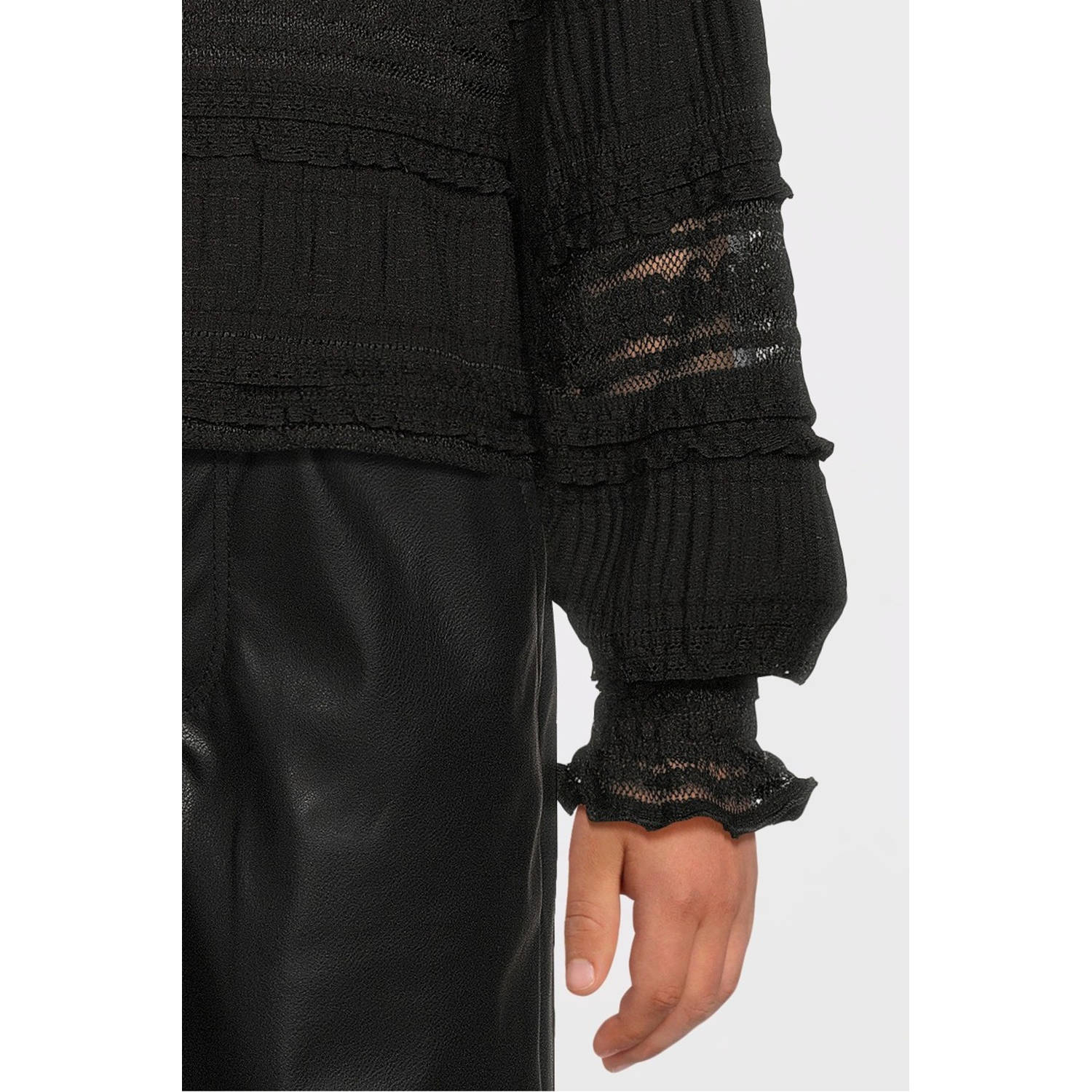 NAME IT KIDS semi-transparante top NKFRILKA zwart