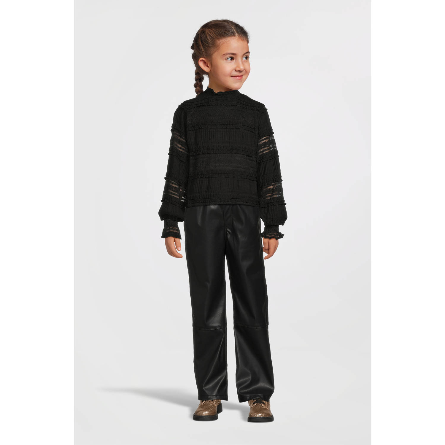NAME IT KIDS semi-transparante top NKFRILKA zwart