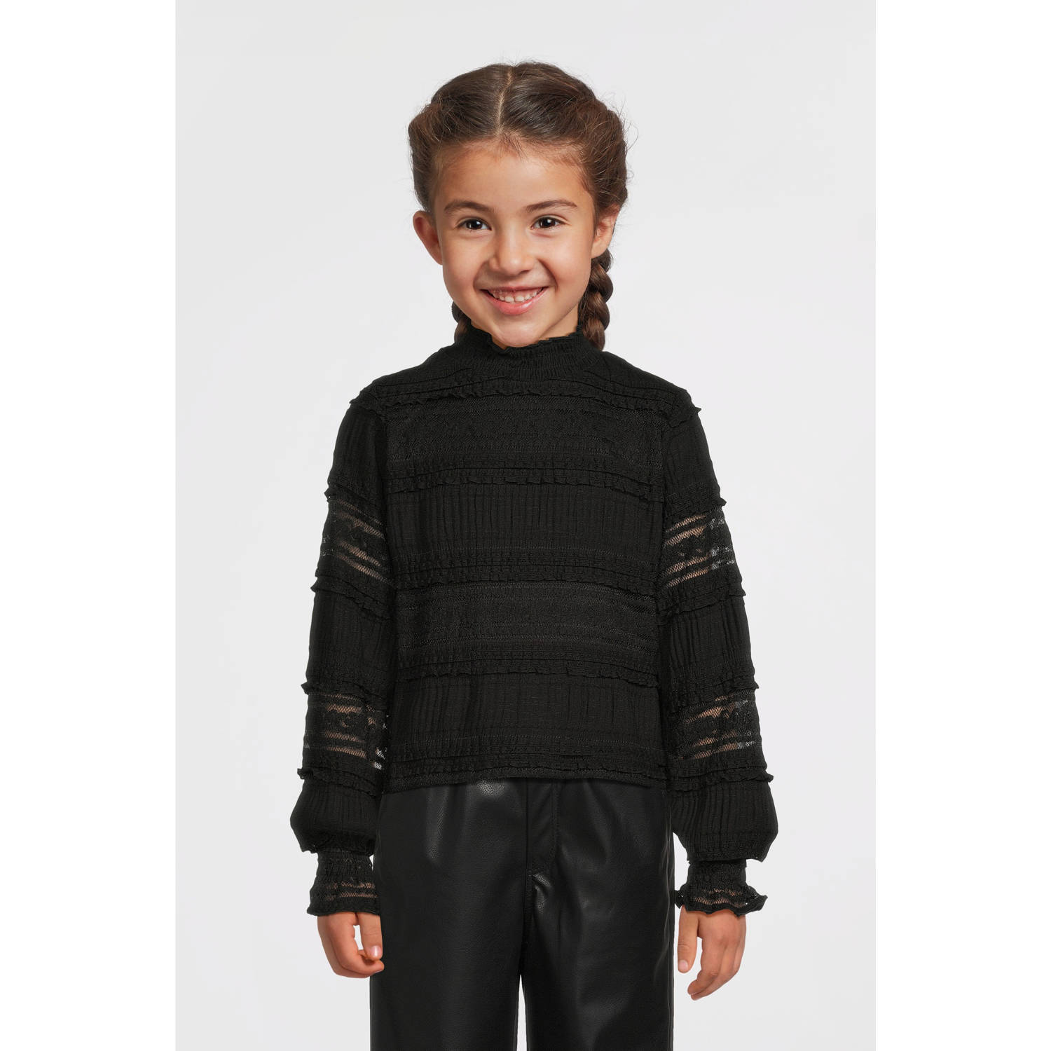 NAME IT KIDS semi-transparante top NKFRILKA zwart