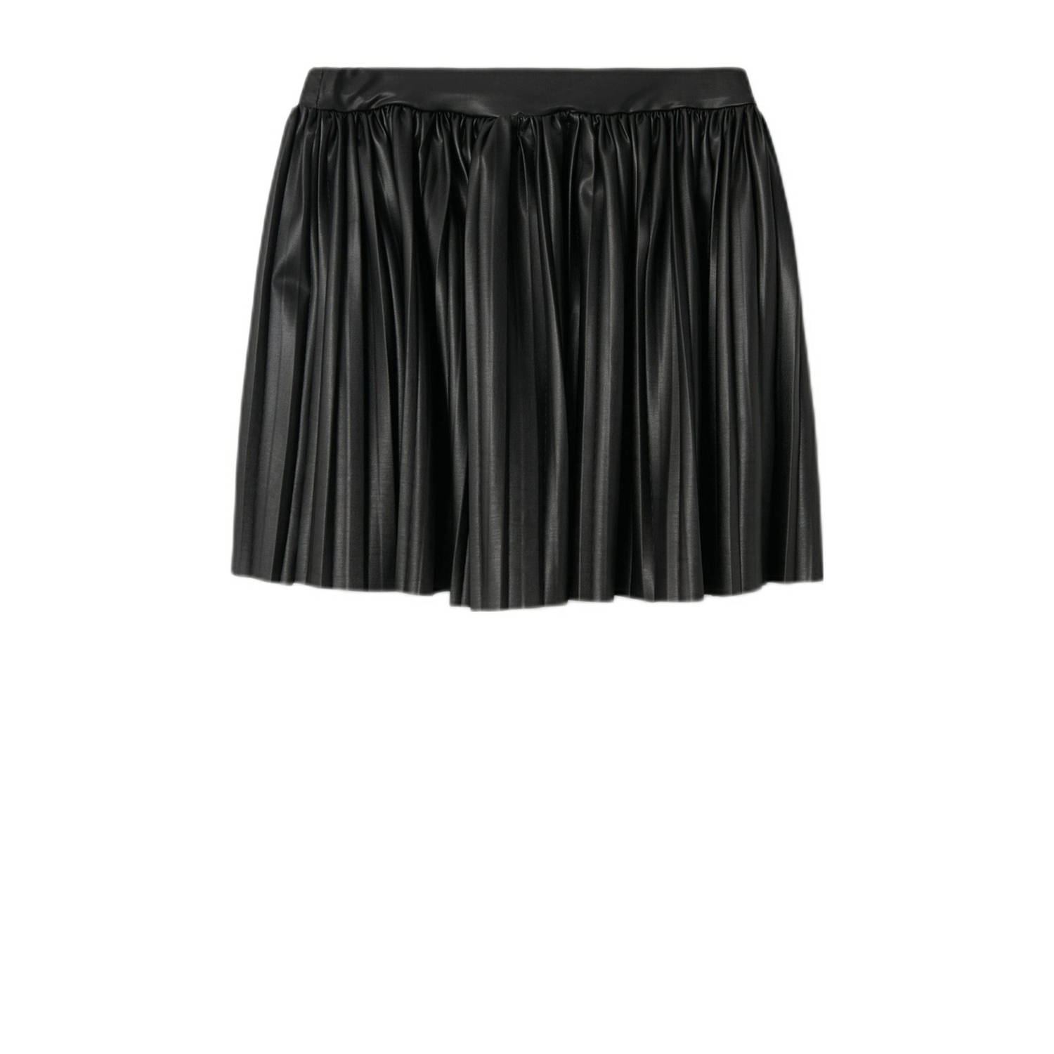 NAME IT KIDS imitatieleren a-lijn rok zwart
