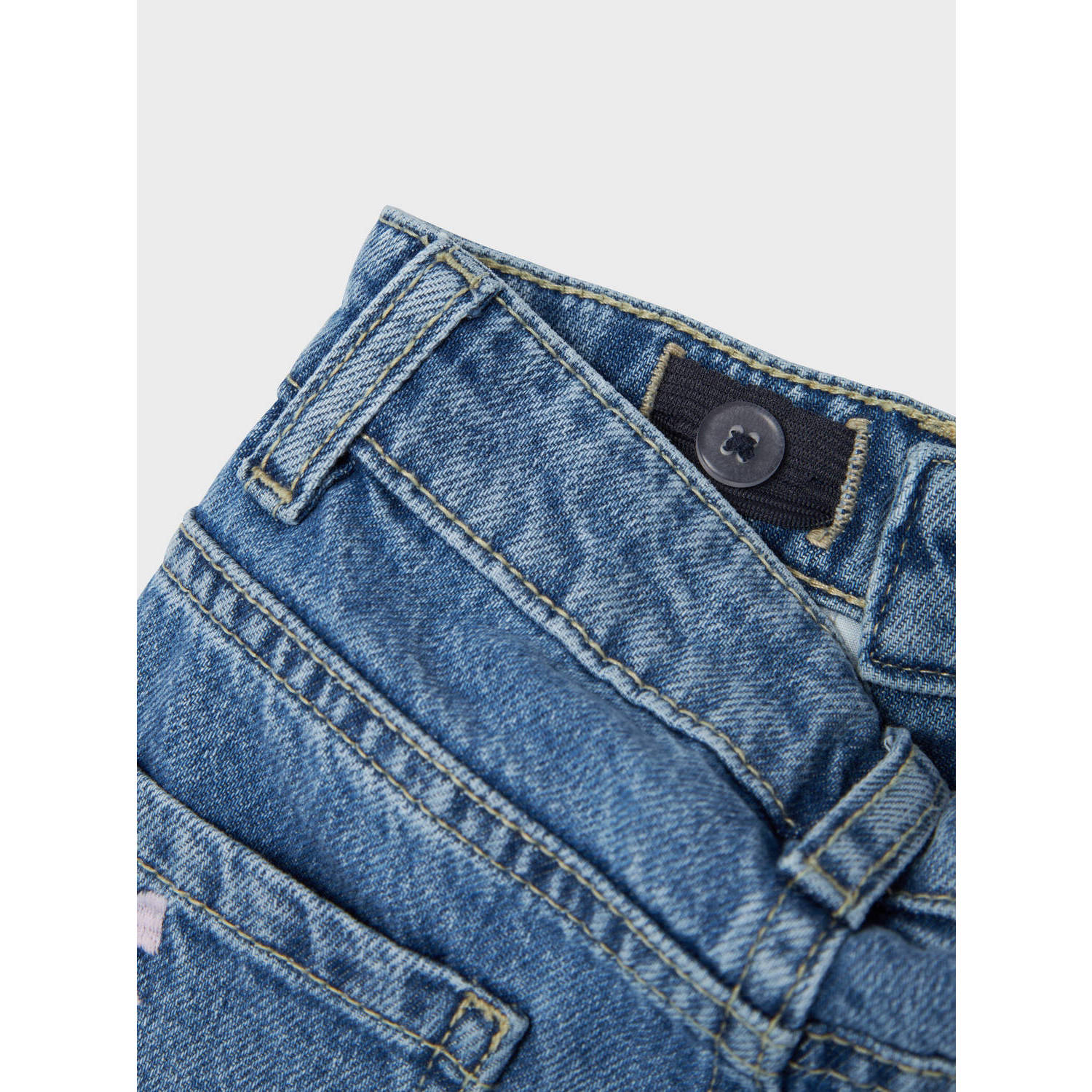 NAME IT MINI loose fit jeans NMFBELLA met strikjes Medium blue denim