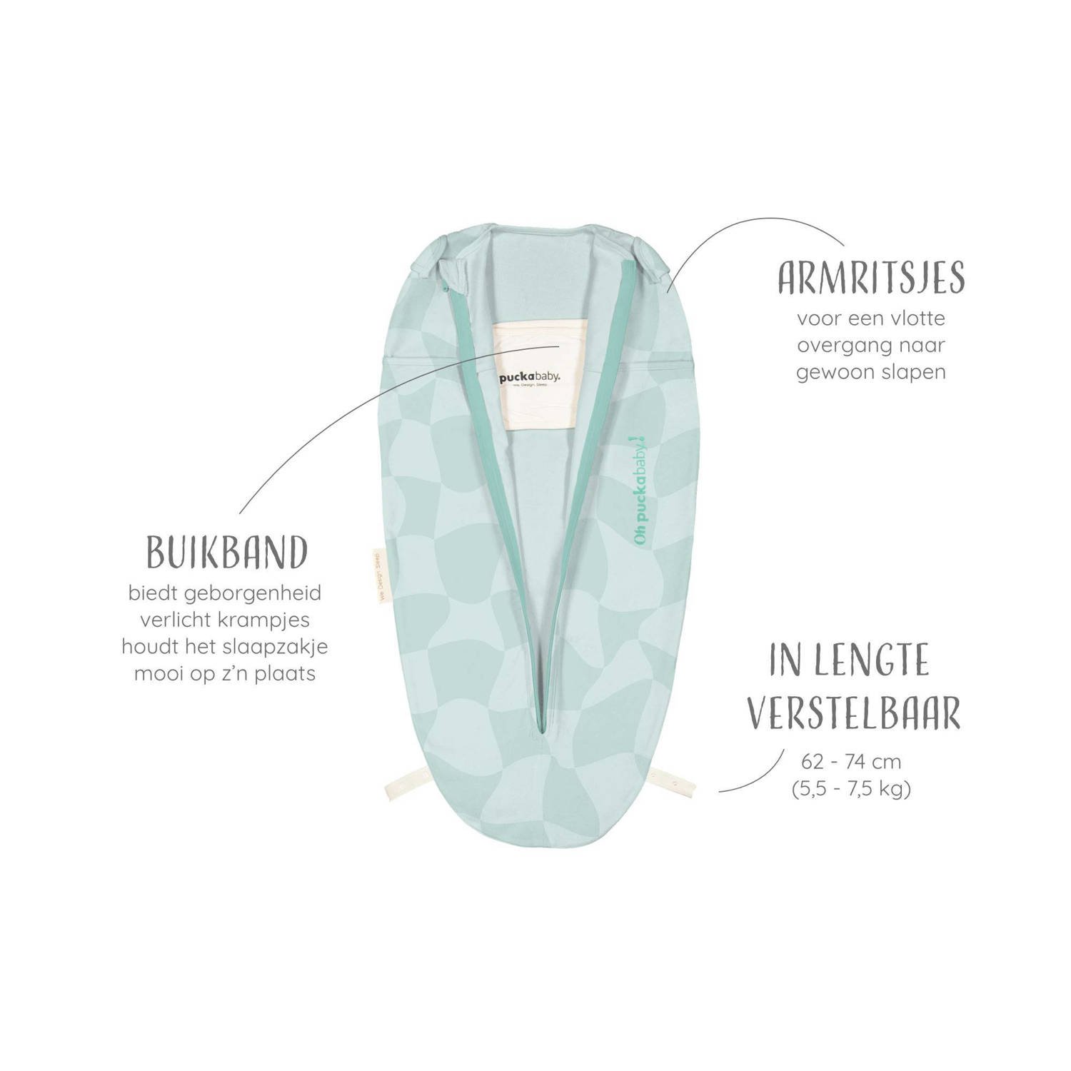 Puckababy The Original Mini inbakerslaapzak Cutes Cubes 3-6 mnd