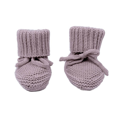 Lodger gebreide baby slofjes paars afbeelding