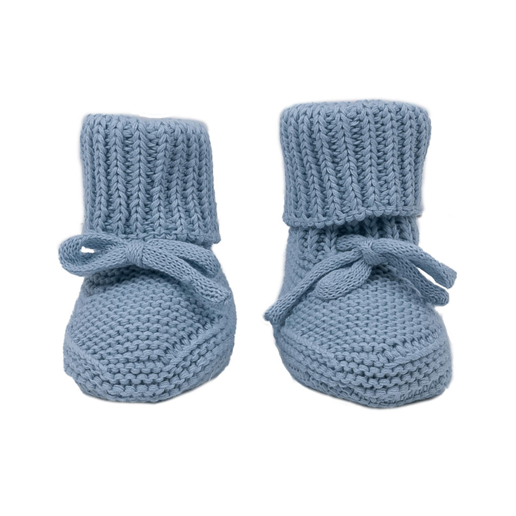 Lodger gebreide baby slofjes blauw