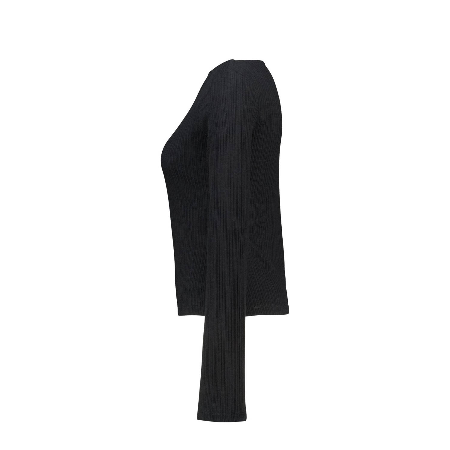 America Today ribgebreide top zwart