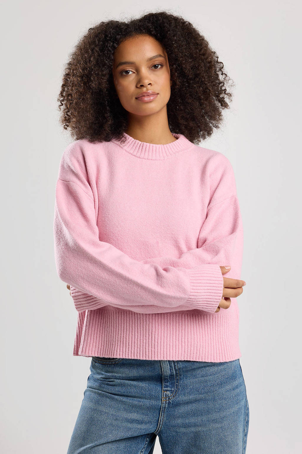 America Today wollen gebreide trui roze wehkamp