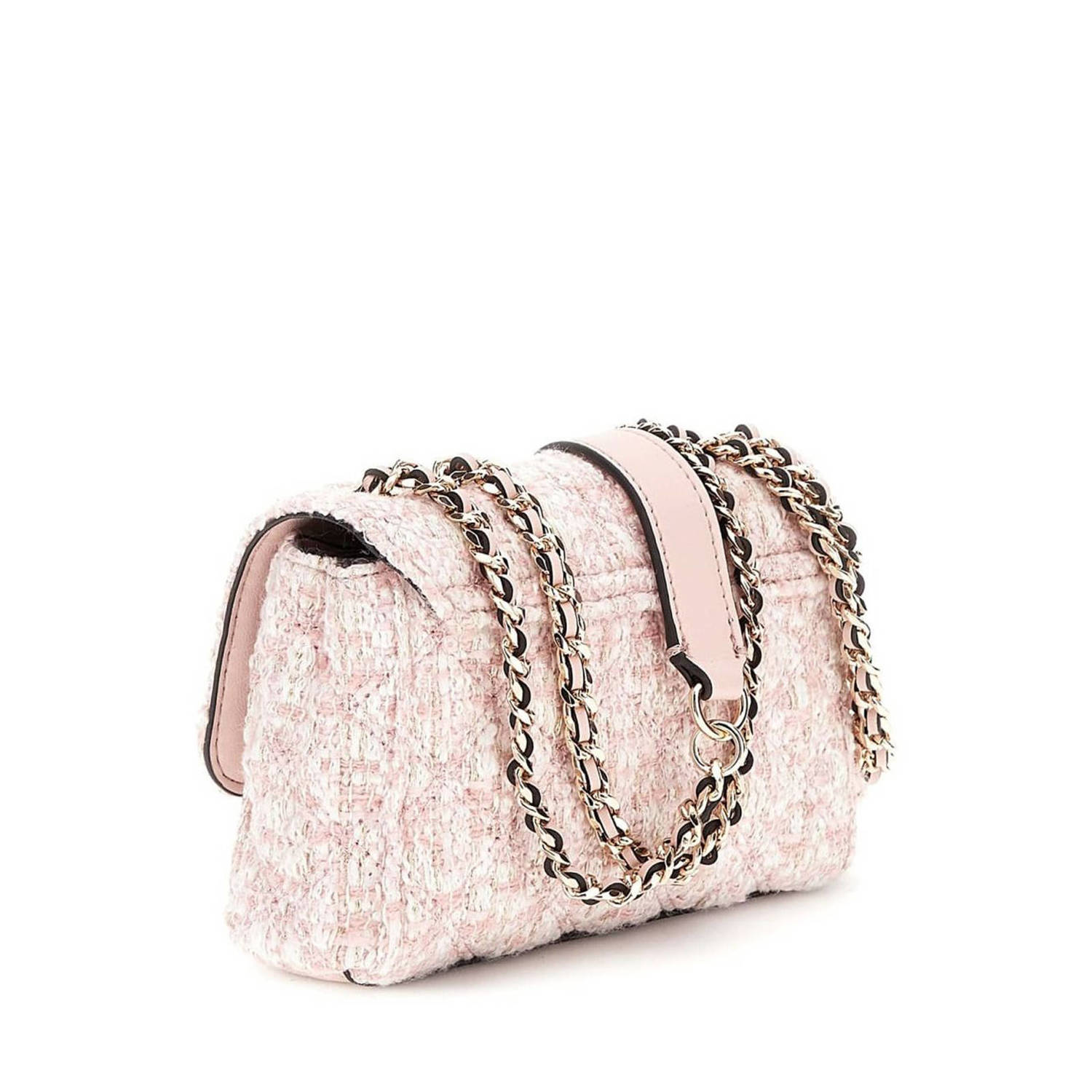 GUESS tweed crossbody tas Giully lichtroze