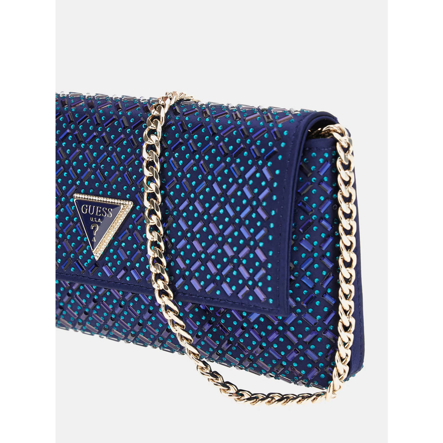 GUESS clutch Zalina met strass blauw