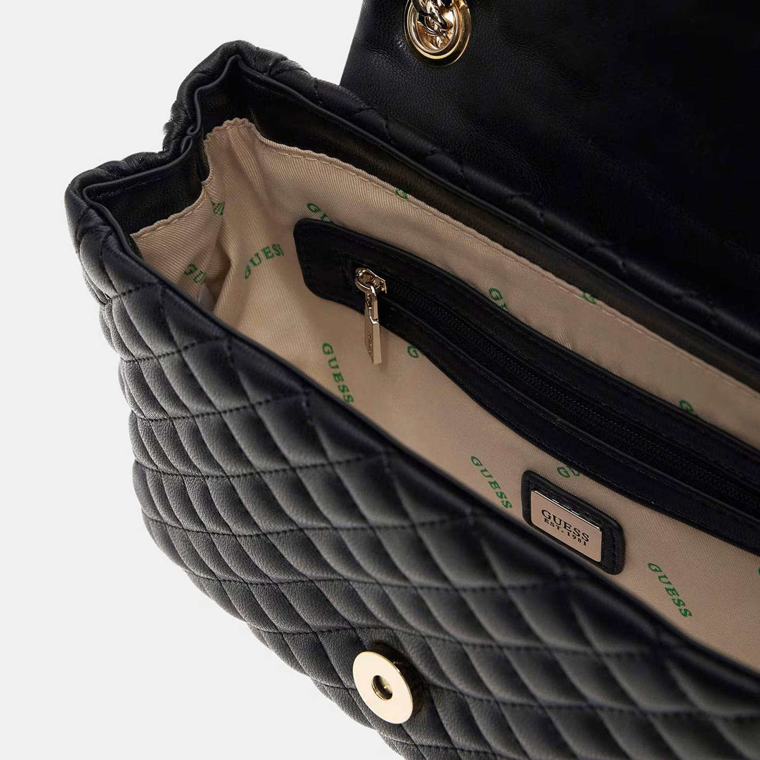 GUESS doorgestikte crossbody tas Rianee zwart