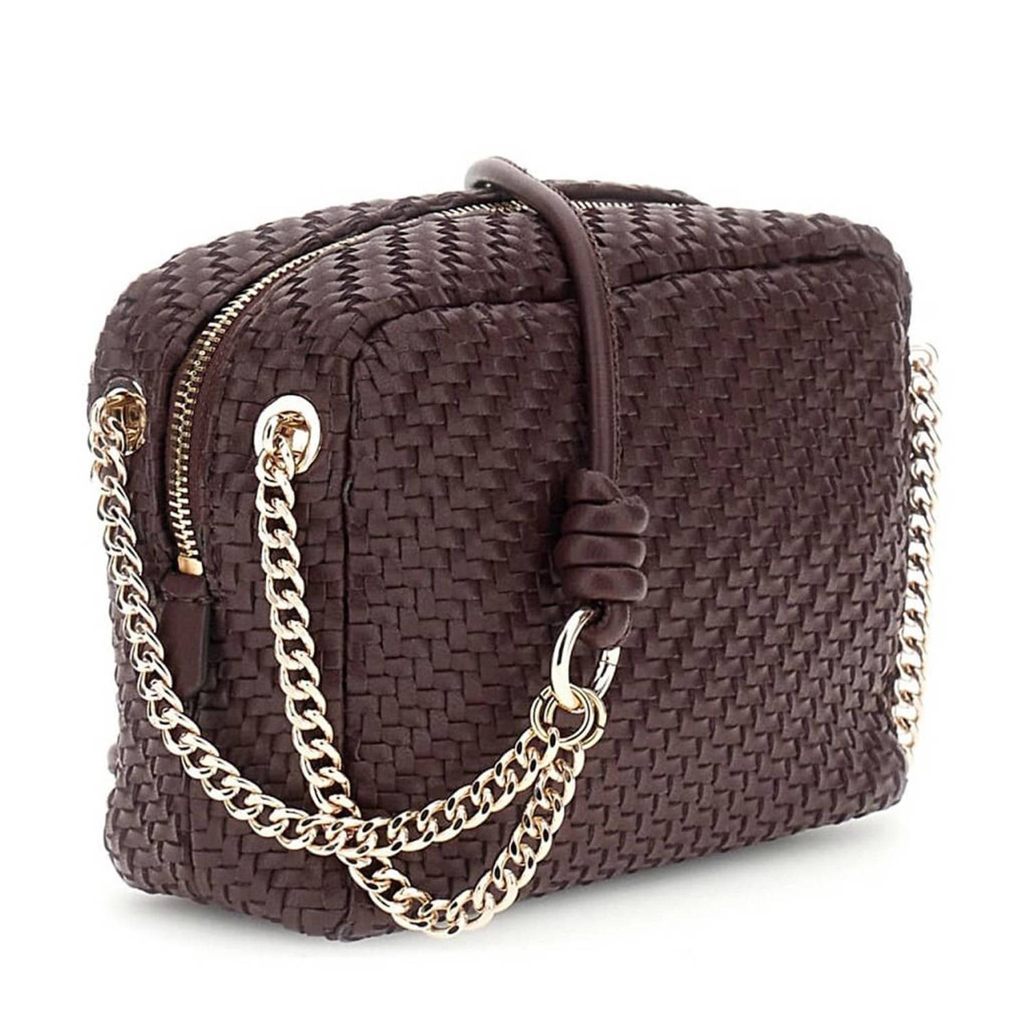 GUESS gevlochten crossbody tas Francy bordeauxrood