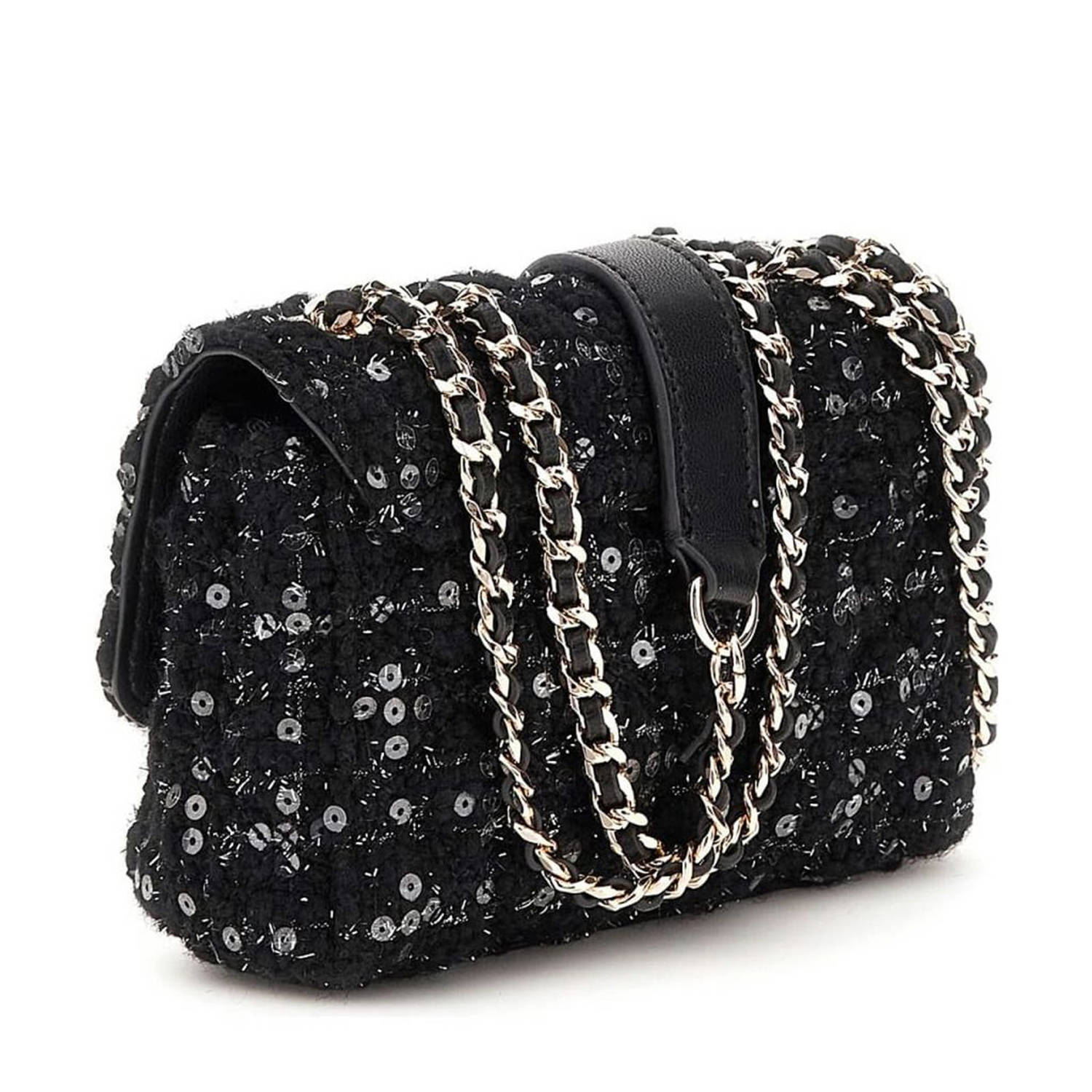 GUESS tweed crossbody tas Giully zwart