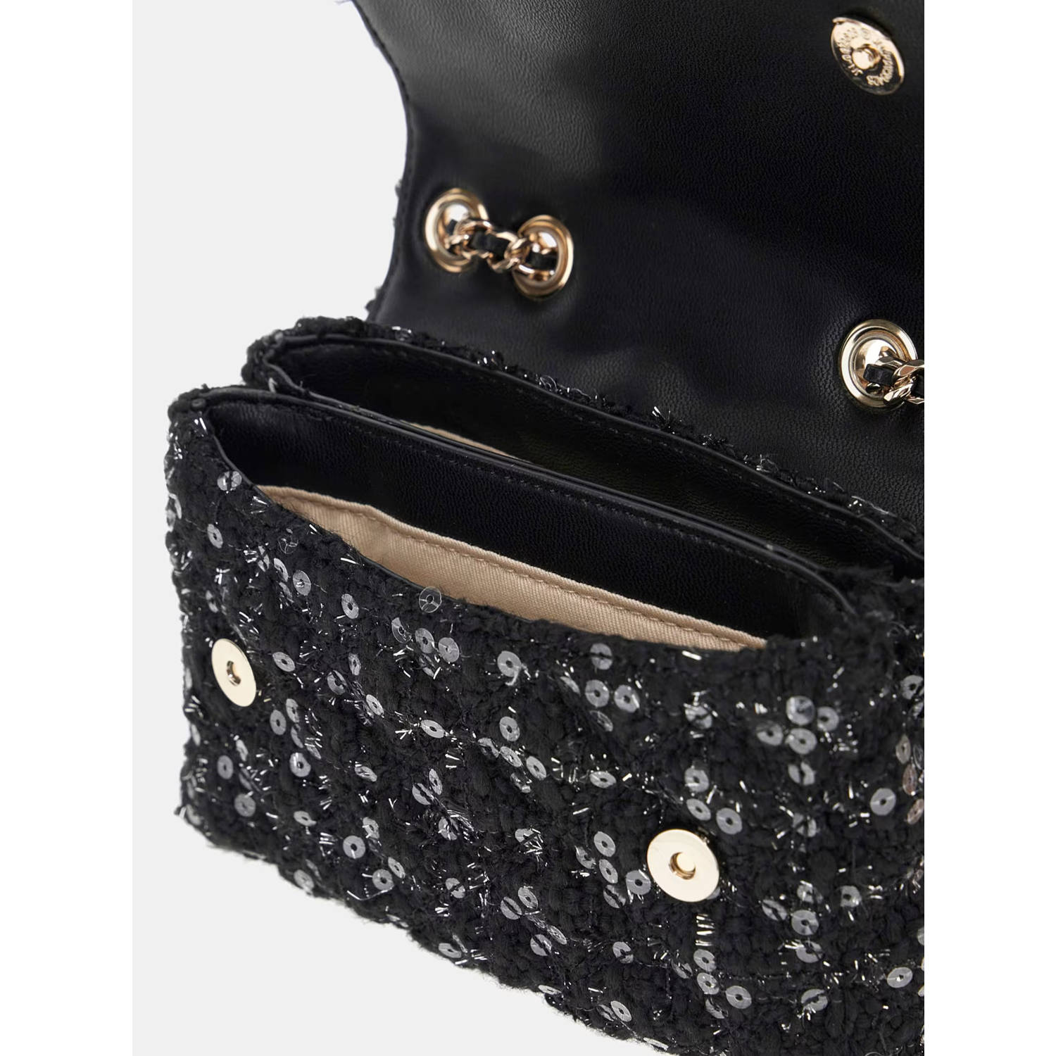 GUESS tweed crossbody tas Giully zwart