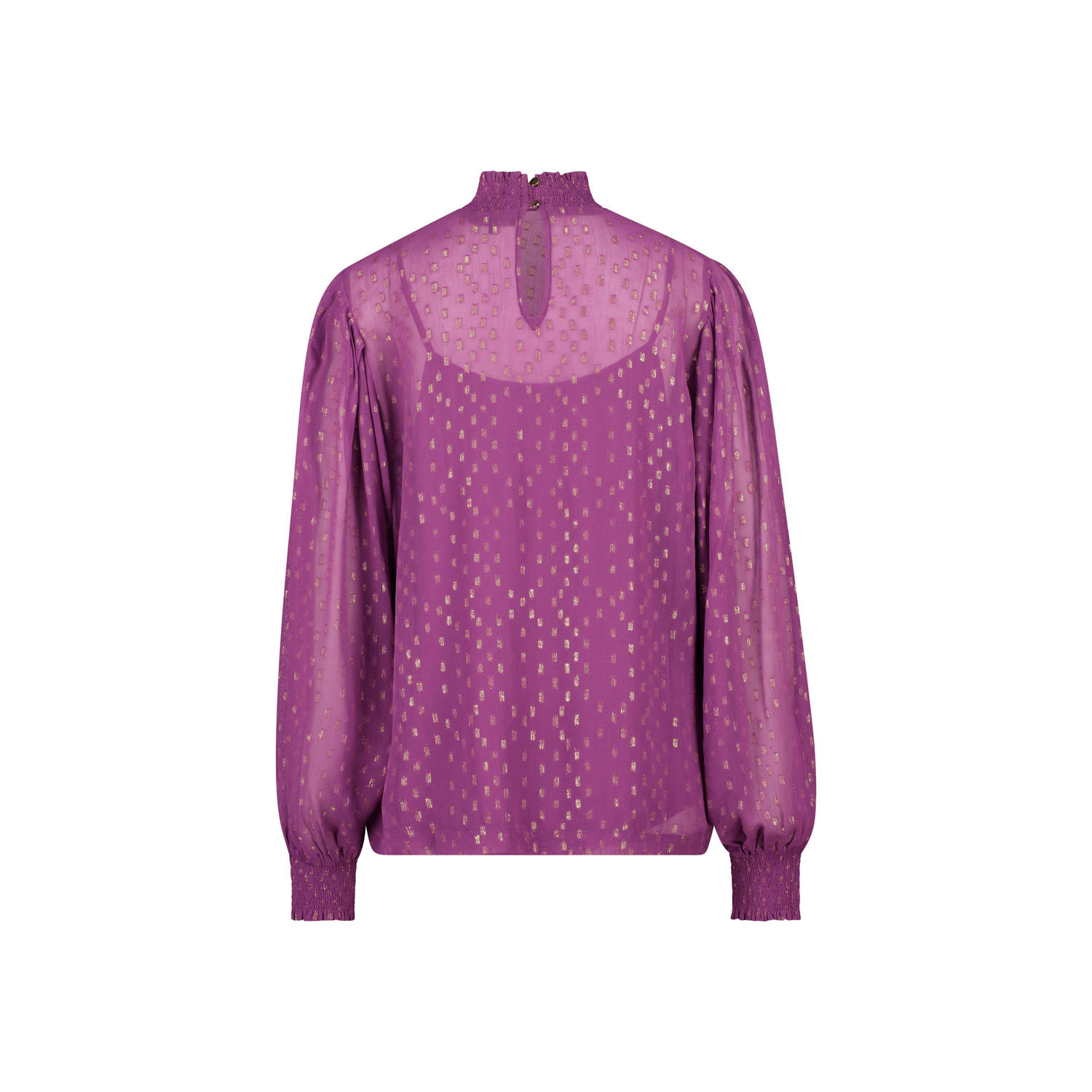 Claudia Sträter blousetop met stippen en glitters paars
