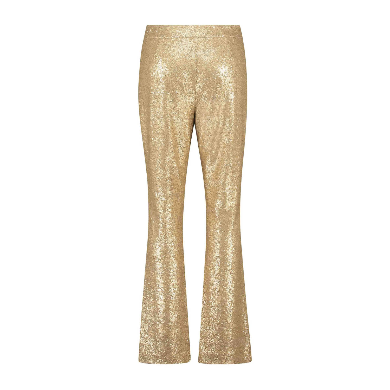 Claudia Sträter high waist flared broek goud