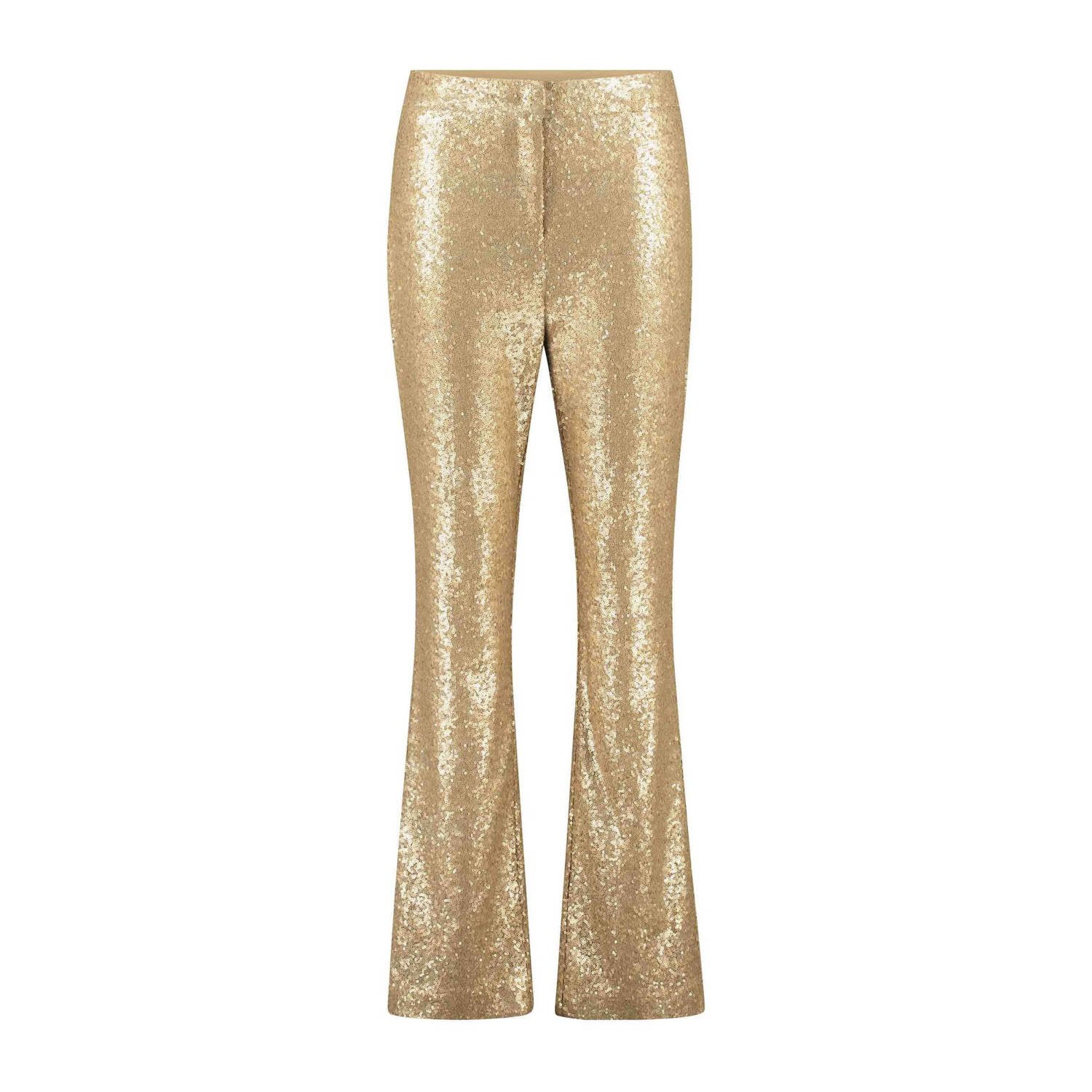 Claudia Sträter high waist flared broek goud