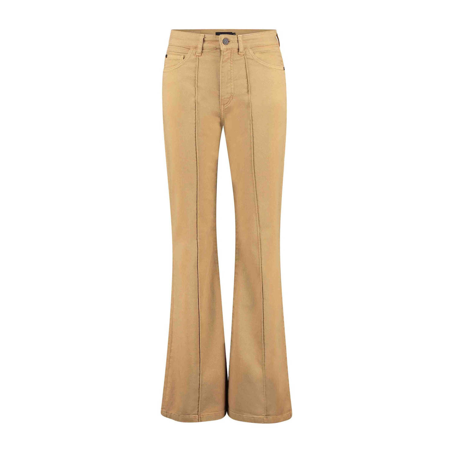 Claudia Sträter high waist flared broek camel