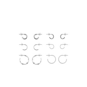 oorbellen PCDIONA - zilverkleurig (set van 6)