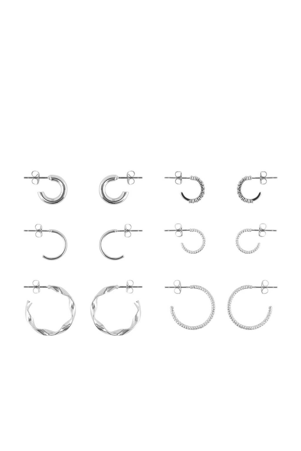 PIECES oorbellen PCDIONA - zilverkleurig (set van 6)