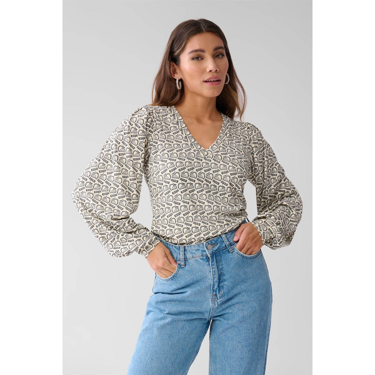 Shoeby top met hartjes ecru